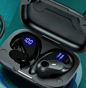 GOLREX Bluetooth Headphones Wireless Earbuds with Earhooks and Wireless Charging Case 