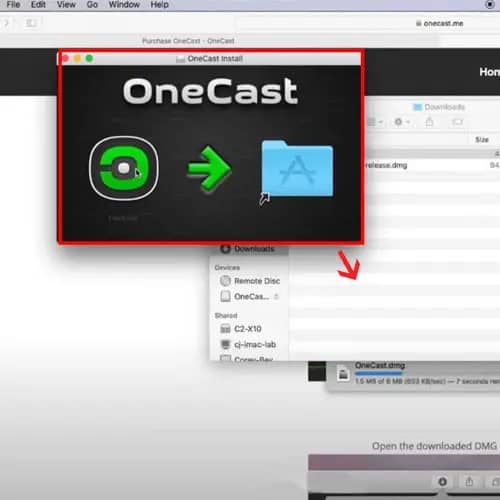 Drag-and-drop the OneCast app